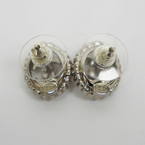 CHANEL Oval Coco Stone Earrings Clear Light Gold AB9232 Women's - Picture 3 of 6
